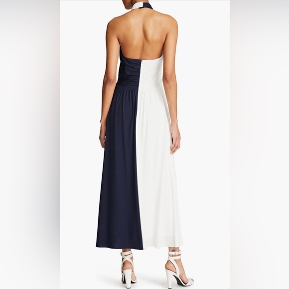 HALSTON Sondra Colorblock Jersey Halter Dress - Picture 14 of 14